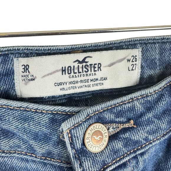 Hollister Patchwork Raw Hem High Rise Straight Leg Cropped Mom Jeans Size 26 - Picture 7 of 9